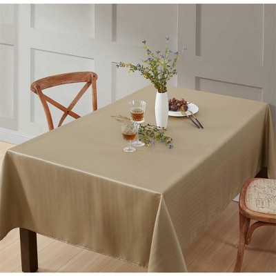 HLC.ME Lincoln Stripe Fabric Tablecloth, Advanced Water, Fade, Stain, and Wrinkle Resistance