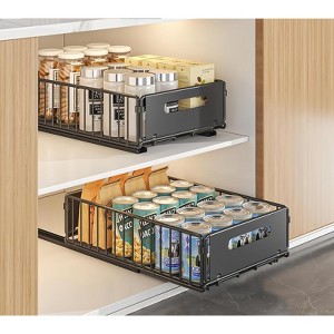 GustoWave Pull out Cabinet Organiser Fixed with Adhesive Nano Film, Heavy Duty Kitchen Storage Drawer, Sliding Mesh Cabinet Basket - 1 of 4
