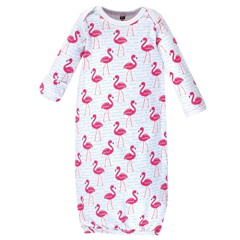 Hudson Baby Infant Girl Cotton Gowns, Bright Flamingo, 0-6 Months, 3 of 6