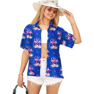 HAPPY BAY Hawaiian Shirts Womens Casual Summer Beach Party Short Sleeve Tropical Vacation Tops TShirts Dress Shirts Blouse for Women - 1 of 4