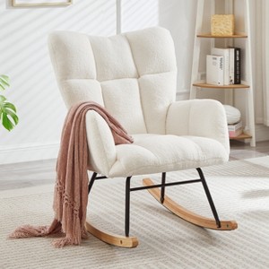 Aortzio Upholstered Rocking Chair With Solid Wood Legs - 1 of 4