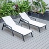 LeisureMod Marlin Patio Chaise Lounge Chair With Armrests in Black Aluminum Frame Set of 2 - 2 of 4