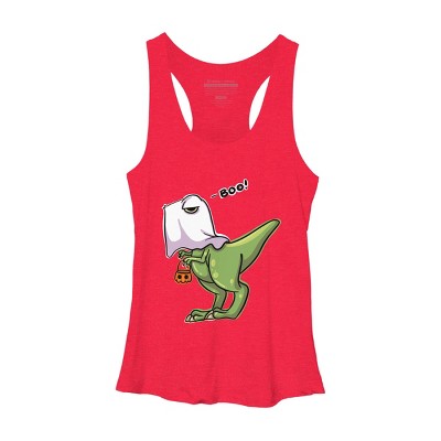 Women's Design By Humans Halloween Ghost Dinosaur By whynot007 Racerback Tank Top
