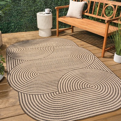 JONATHAN Y Margot Modern Geometric Arch Stripe Indoor/Outdoor Shaped Area Rug