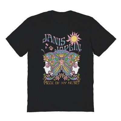 Janis Joplin Men's Janis Heart Short Sleeve Graphic Cotton T-Shirt