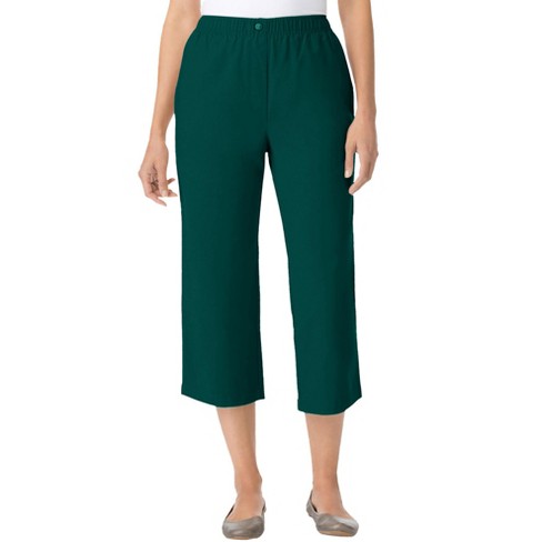 Woman Within Women s Plus Size Petite 7 day Denim Capri 38 Wp Emerald Green Target