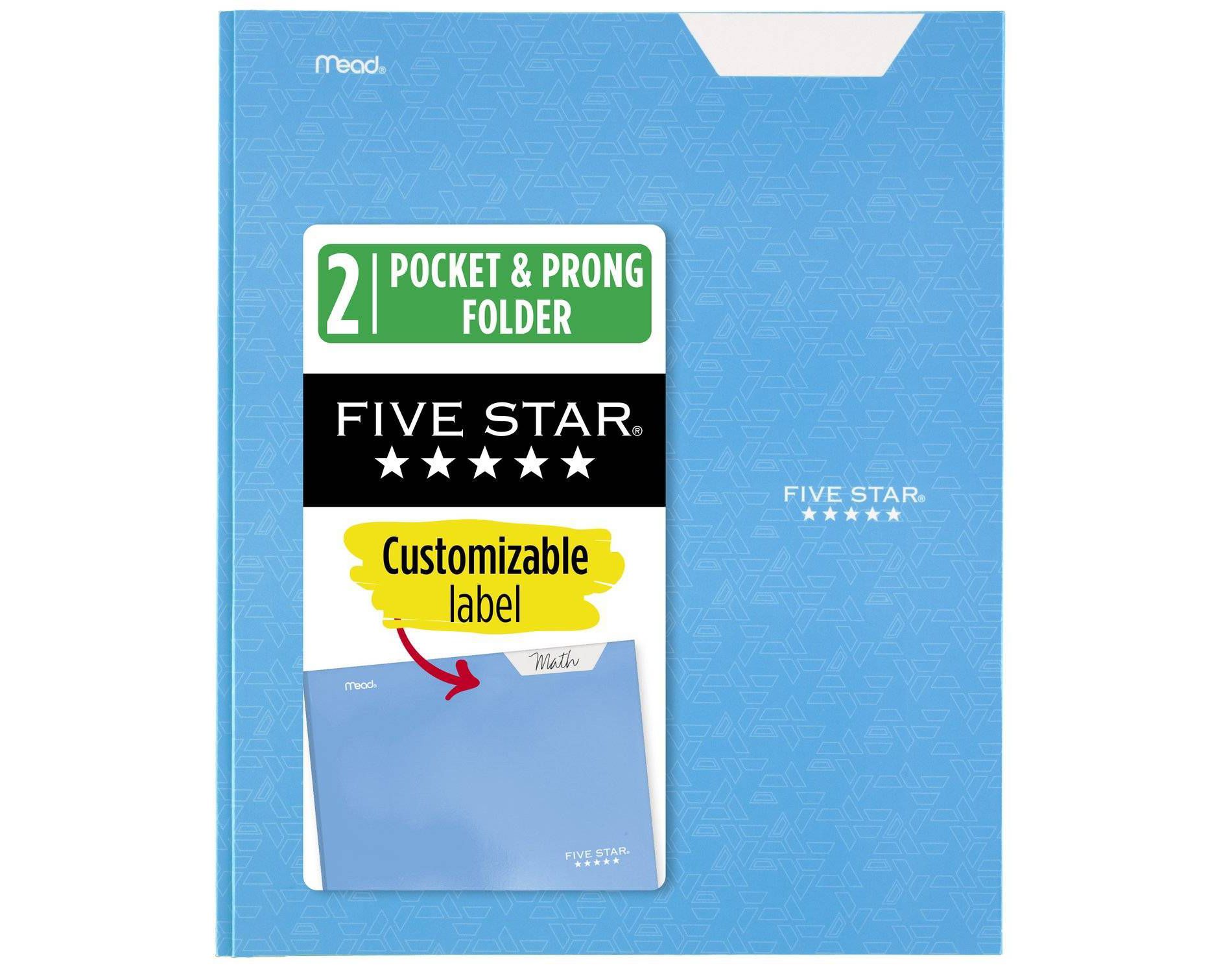 Five Star 2 Pocket and Prong Paper Portfolio Sky Blue
