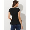 INSPIRE CHIC Women's Elegant Round Neck Cap Sleeve Solid Color Peplum Blouses - 4 of 4