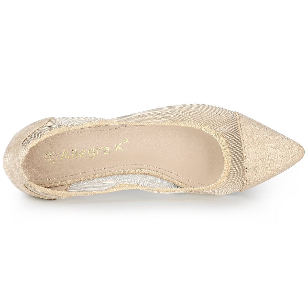 Обувь Allegra K Women's Closed Pointed Toe Slip-On Mesh Ballet Flats Beige 6 — фото 5