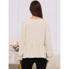 INSPIRE CHIC Women's Maternity Blouse High Low Tops Lantern Sleeve Henly Neck Button Long Sleeve Pleated Ruched Frill Pregnancy - 4 of 4