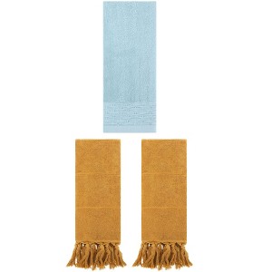 REGALWOVEN 3 Packs Solid Cotton Absorbent Soft Hand Towel for Bathroom 14" x 30" - 1 of 4