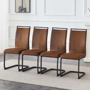 Modern Dining Chair Set of 4, Upholstered Seats with Ergonomic Arc Backrest and Metal Legs for Dining Room, Kitchen, or Living Room–The Pop Home - 1 of 4