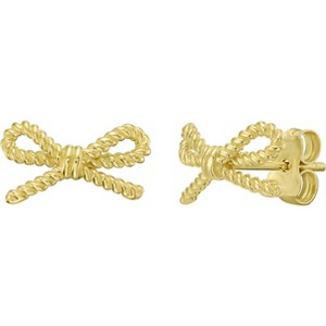 14k Yellow Gold 7mm Rope Bow Earrings - 1 of 4