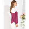 Allegra K Women's Casual Color Block Stretch Long Sleeves Split V-Neck T-Shirt - 4 of 4