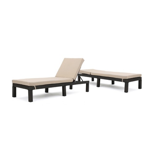 Gdfstudio Venice Outdoor Wicker Armless Adjustable Chaise Lounges With ...