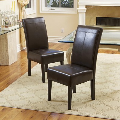 KWPZQEB Dining Chair Set of 2, PU Leather Dining Room Kitchen Chair with Upholstered & High Back, Modern Side Chairs for Living Room, Restaurant,Brown