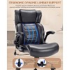 TiramisuBest Black PU Leather Executive Chair with Thigh Exerciser, Adjustable Lumbar, 500lbs Capacity - 3 of 4