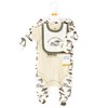 Hudson Baby Infant Boy Cotton Sleep and Play, Bodysuit and Bandana Bib Set, Going On Safari - 2 of 4