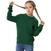 Girls Long Sleeve Cable Knit Sweater Crewneck Pullover Sweaters Kids Chunky Cute Fall Jumper Tops - 2 of 3