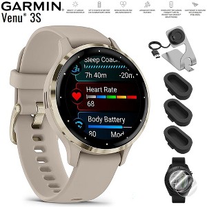 Garmin Venu 3S GPS Smartwatch Gold with Gray Case 41mm with Charging Dock Bundle - 1 of 4