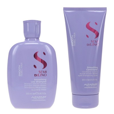 Alfaparf Milano Semi Di Lino Smoothing Low Shampoo 8.46 oz & Semi Di Lino Smoothing Conditioner 6.76 oz Combo Pack