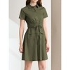 INSPIRE CHIC Women's Point Collar Front Elastic Waist Drawstring Mini Shirt Dress with Pocket - 2 of 4