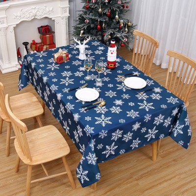 Christmas Tablecloth Rectangle, Christmas Snowflake Decoration Table Cloth Modern Waterproof Wrinkle-Free Washable Table Cover for Dining