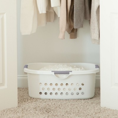 Large White Plastic Stackable Laundry Baskets with Handles, 3-Pack