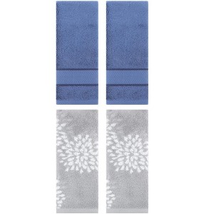 REGALWOVEN 4 Pcs Bathroom Decorative Cotton Soft Absorbent Sold Striped Hand Towel 14" x 30" - 1 of 4