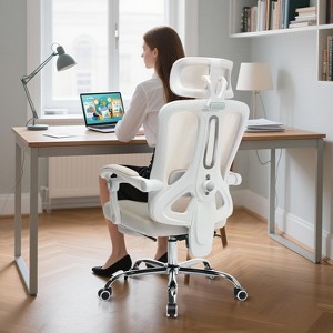 Ergonomic Mesh Office Chair, High-Back Computer Desk Chair with Footrest, Headrest & Lumbar Support, Rolling Task Chair for Home or Office - 1 of 4