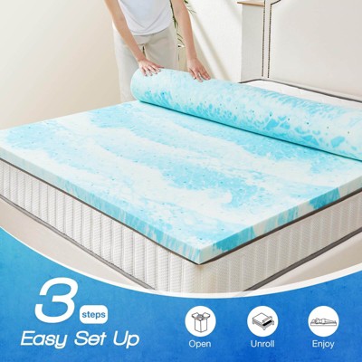 Memory Foam Cooling Gel Swirl Infused Bed Topper for Back Pain,3 Inches,