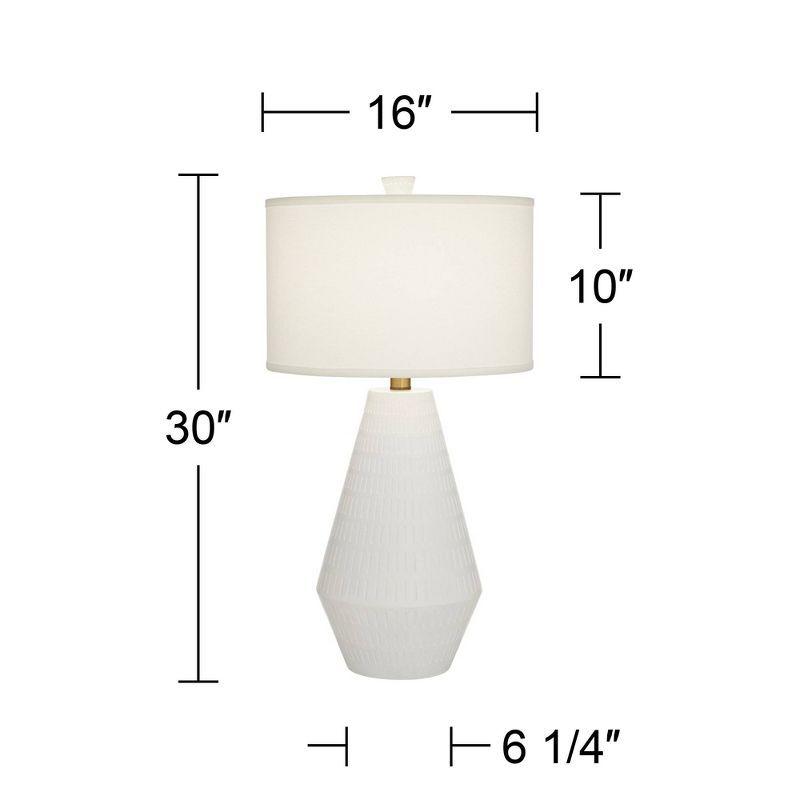 Possini Euro Design Luke 30" Tall Large Geometric Mid Century Modern Coastal End Table Lamp White Finish Single Living Room Bedroom Bedside Nightstand, 4 of 10