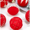 12PCS Multiple Colors Flocked Christmas Ornaments Set, 3.15 in Velvet Christmas Decorations Painted Shatterproof Plastic Balls - 2 of 4
