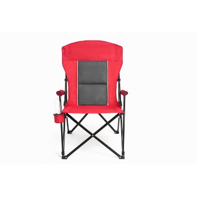 DOMETOUR High Back Heavy Duty Lawn Chair Support 250LBS, Portable Collapsible Chair with Cup Holder -Red