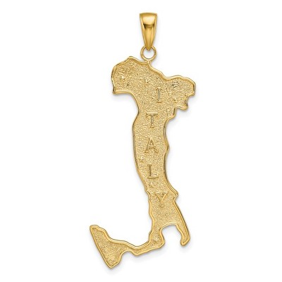 Black Bow Jewelry 14k Yellow Gold Large Textured Italy Map Pendant