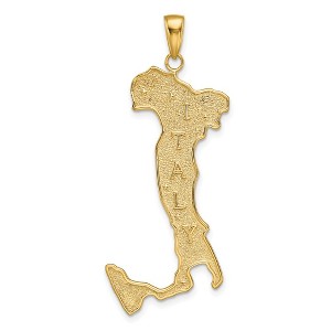Black Bow Jewelry 14k Yellow Gold Large Textured Italy Map Pendant - 1 of 4