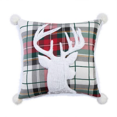 Thatch Home Spencer Plaid Deer Decorative Faux Fur Throw Pillow