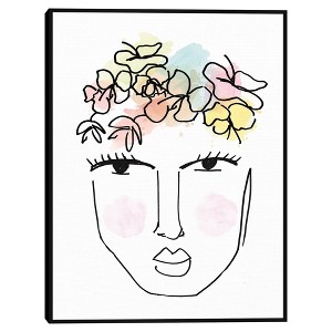 18" x 24" Flower Girl 2 by Nikki Chu Framed Canvas Art Print - Masterpiece Art Gallery: Modern Portrait & Botanical Decor - 1 of 4