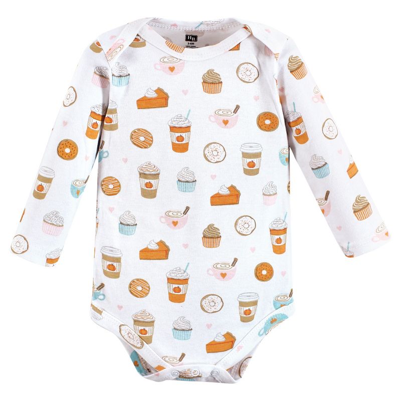 Hudson Baby Infant Girl Cotton Long-Sleeve Bodysuits, Pumpkin Spice Date, 5 of 9