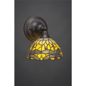 Toltec Lighting Any 1 - Light Sconce in  Dark Granite with 7" Amber Dragonfly Art Glass Shade - 1 of 1
