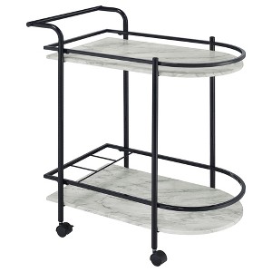VYNXARIA Faux White Marble Serving Cart with Wine Rack for Playroom, Nursery & Bedroom,Black - 1 of 4