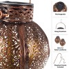 Set of 2 Solar Outdoor Lights - Hanging or Tabletop Rechargeable LED Lantern Set with 2 Shepherd Hooks for Outdoor Decor by Pure Garden (Bronze) - 4 of 4