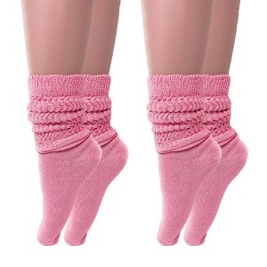 Slouch Socks for Women Cotton Lightweight Scrunch Knee High Socks 2 Pairs Fits Shoe Sizes 5-10 - 1 of 1