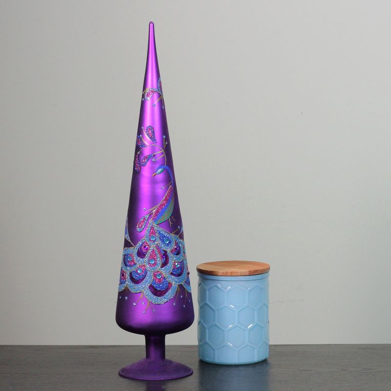 Northlight 18.5" Purple and Blue Glitter Peacock Gem Christmas Tree Topper - Unlit, 2 of 3