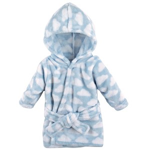 Hudson Baby Infant Boy Plush Animal Face Bathrobe, Blue Clouds, 0-9 Months - 1 of 1