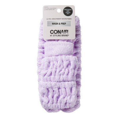 Conair Spa Headband and Wristlets - Lavender - 3pcs