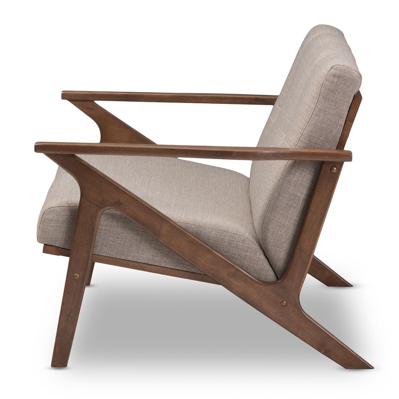 Bianca Mid-Modern Walnut Wood Fabric Tufted 2 Seater Loveseat Light Gray - Baxton Studio, 4 of 11