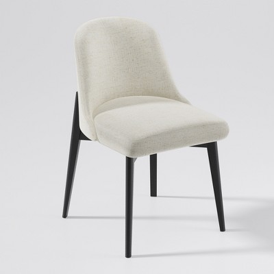 Lirago Black Armless Dining Chairs with Upholstered Fabric and Wood Legs 2PC Set