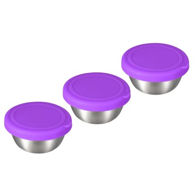 Unique Bargains Stainless Steel Lunch Box Condiment Containers with Lids 3 Pcs