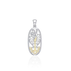 Slickblue Women's Tree of Life Pendant Necklace, Sterling Silver with 14K Gold Accent, Celtic Design, 1.1", 18" Chain - 1 of 4
